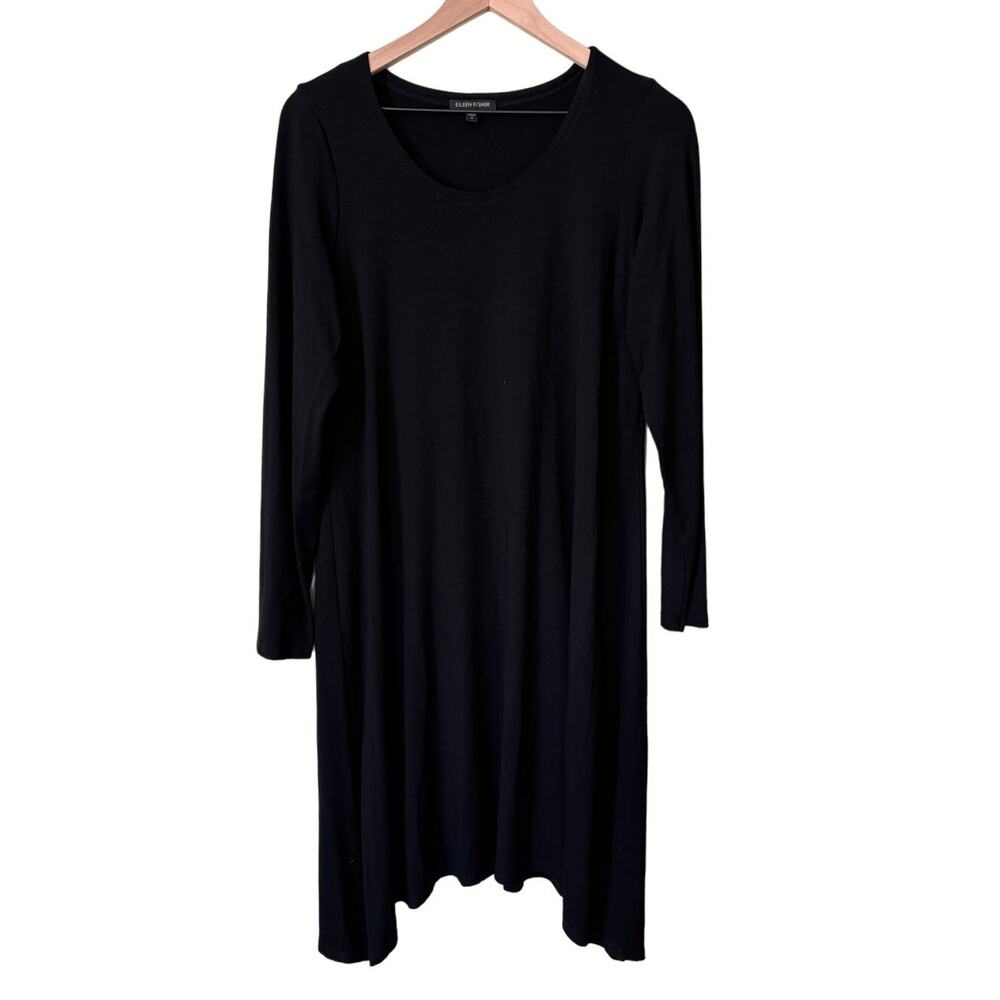 Eileen Fisher Black Asymmetrical Trapeze Dress Size Medium